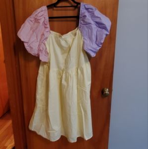 Shein puff dress 4x color block pastel